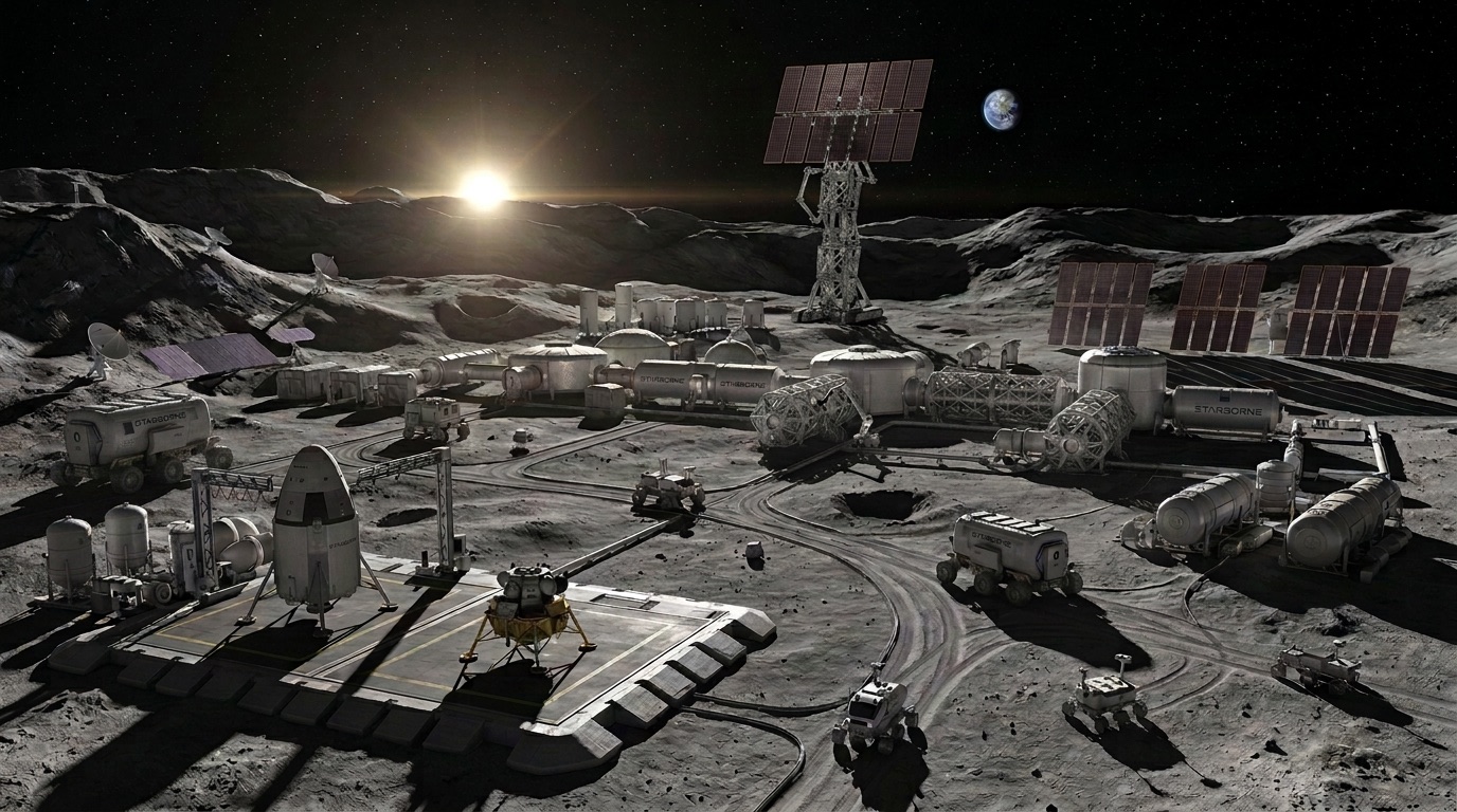 Concept rendering of a Starborne lunar surface installation